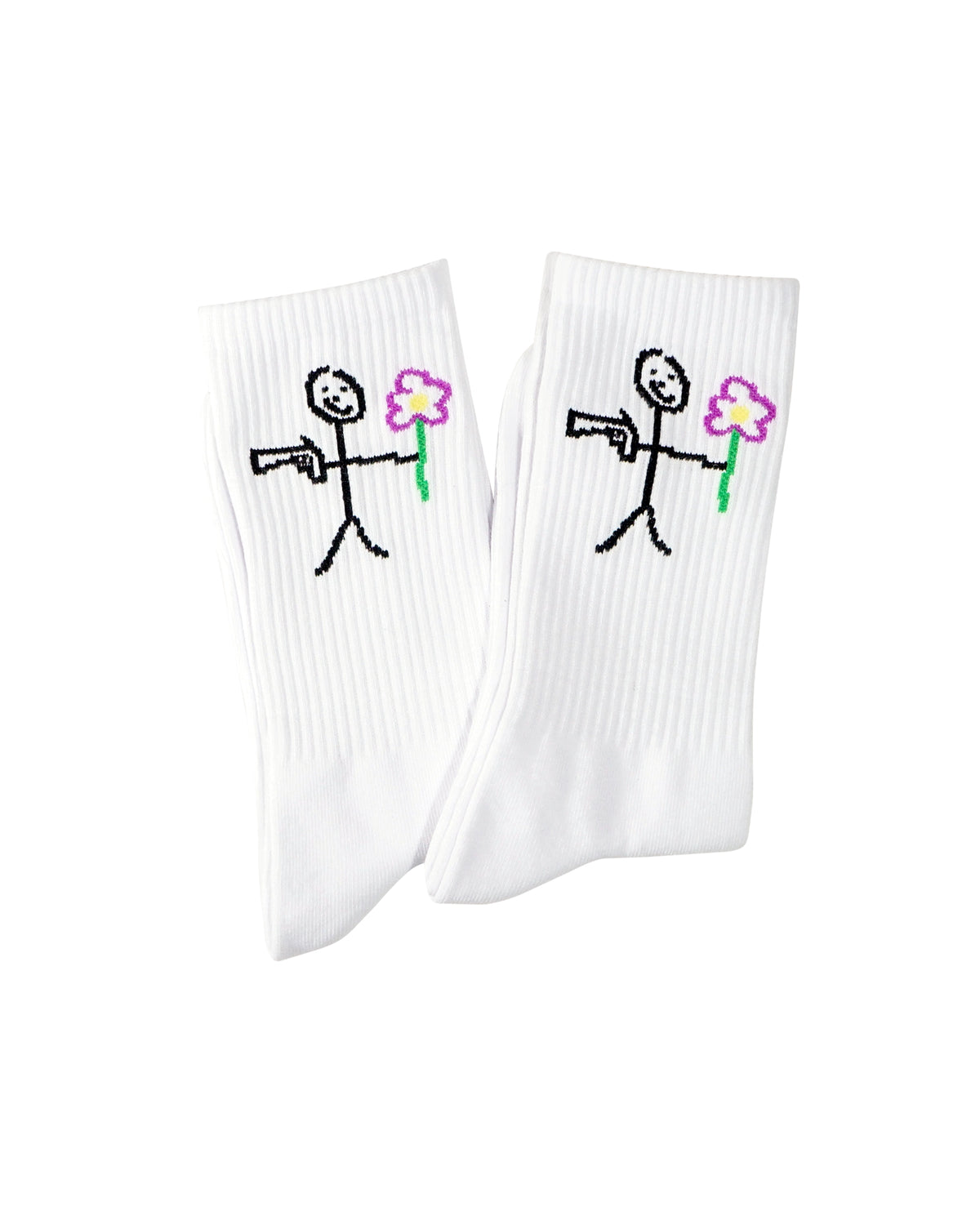 Black ribbed socks with knitted stickman logo - Tell Them Why Not