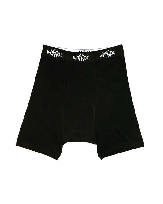Black NY boxer shorts product view - tell them why not