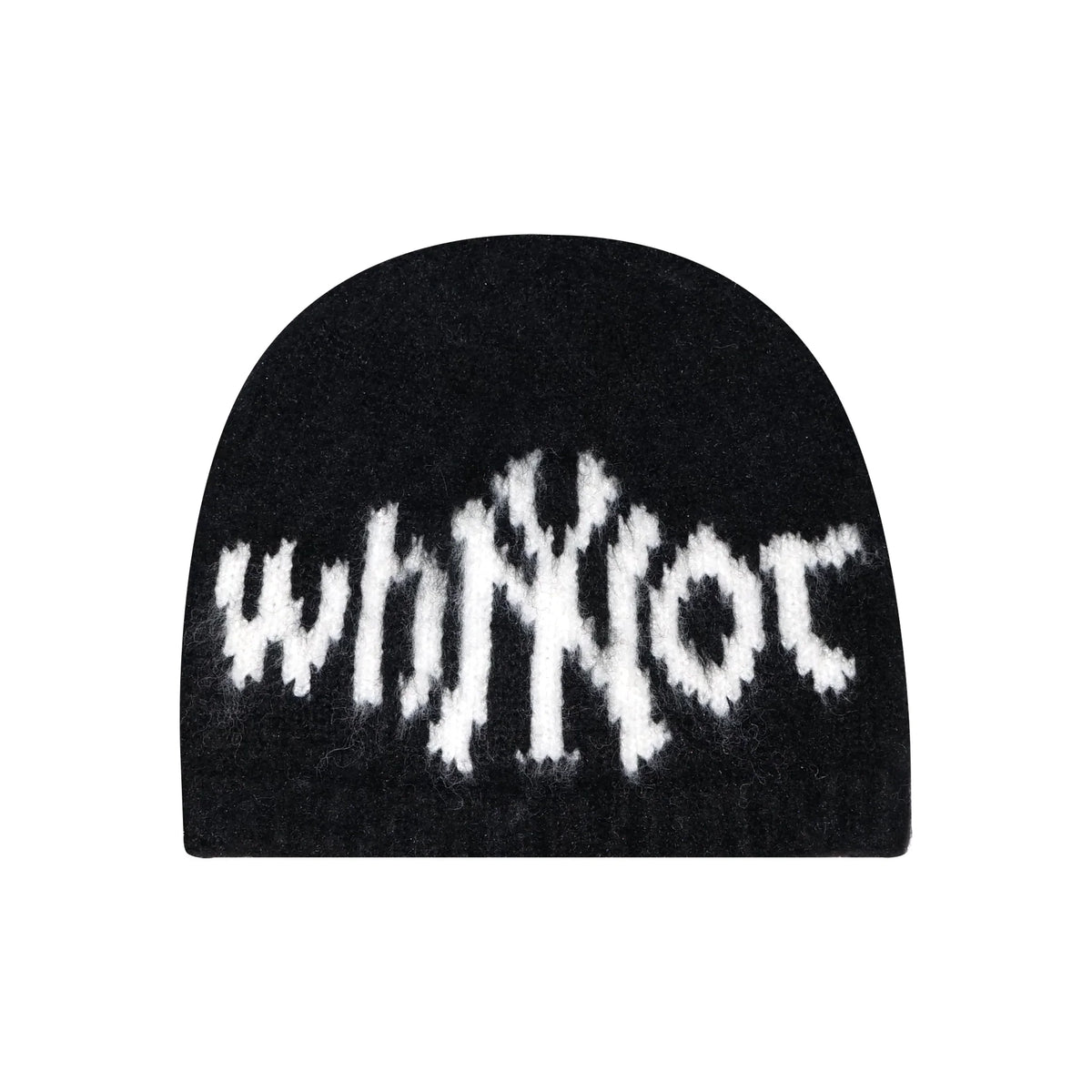 Black Mohair beanies NY front view - tell them why not