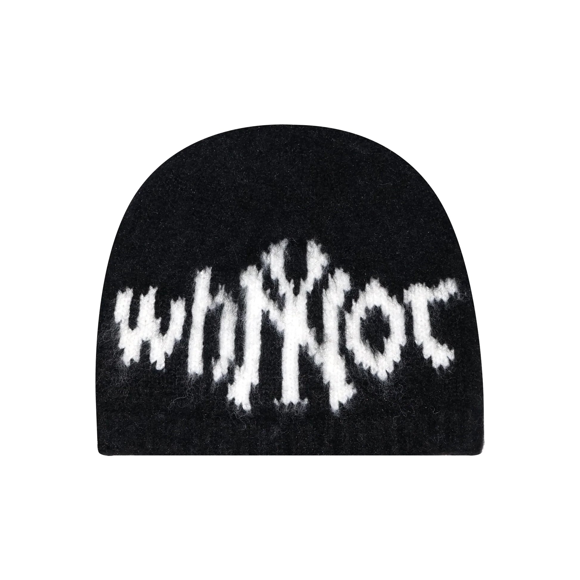 Black Mohair beanies NY front view - tell them why not