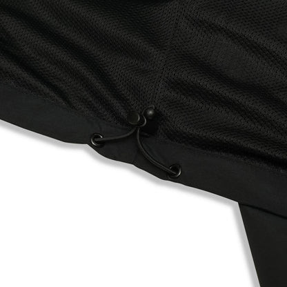 Black nylon jacket Whynot Series bottom drawstring detail - tell them why not