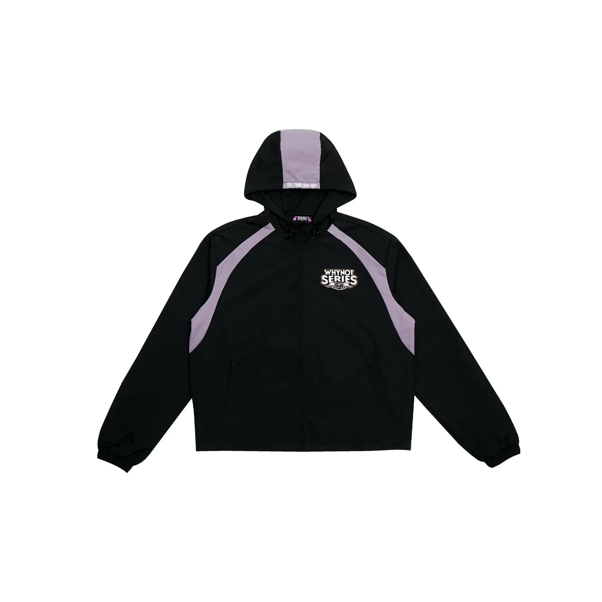Black nylon jacket Whynot Series front view - tell them why not
