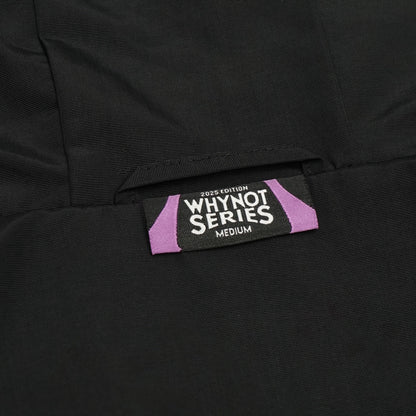 Black nylon jacket Whynot Series label detail - tell them why not