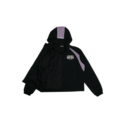 Black nylon jacket Whynot Series open front view - tell them why not