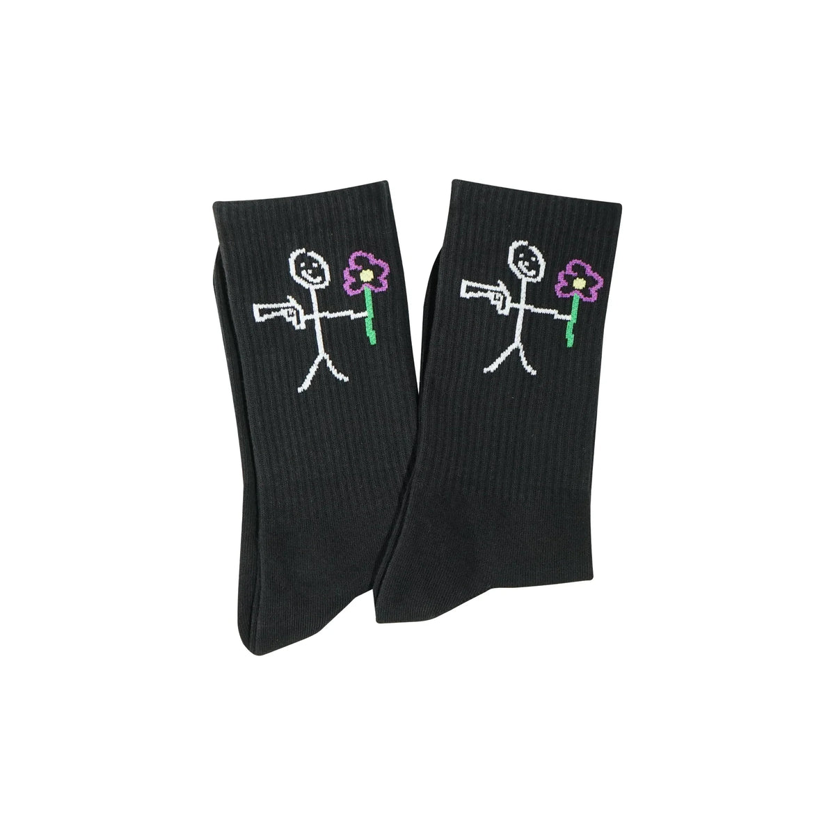 Black ribbed socks with knitted stickman logo - Tell Them Why Not