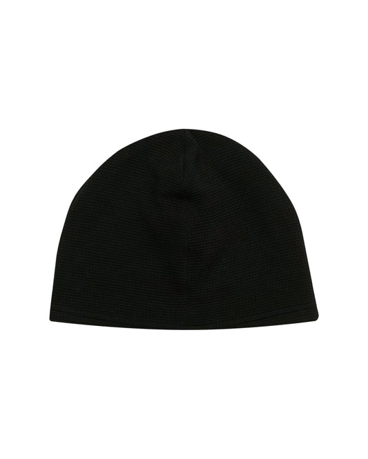 Black waffle knit stickman beanie back view - Tell Them Why Not