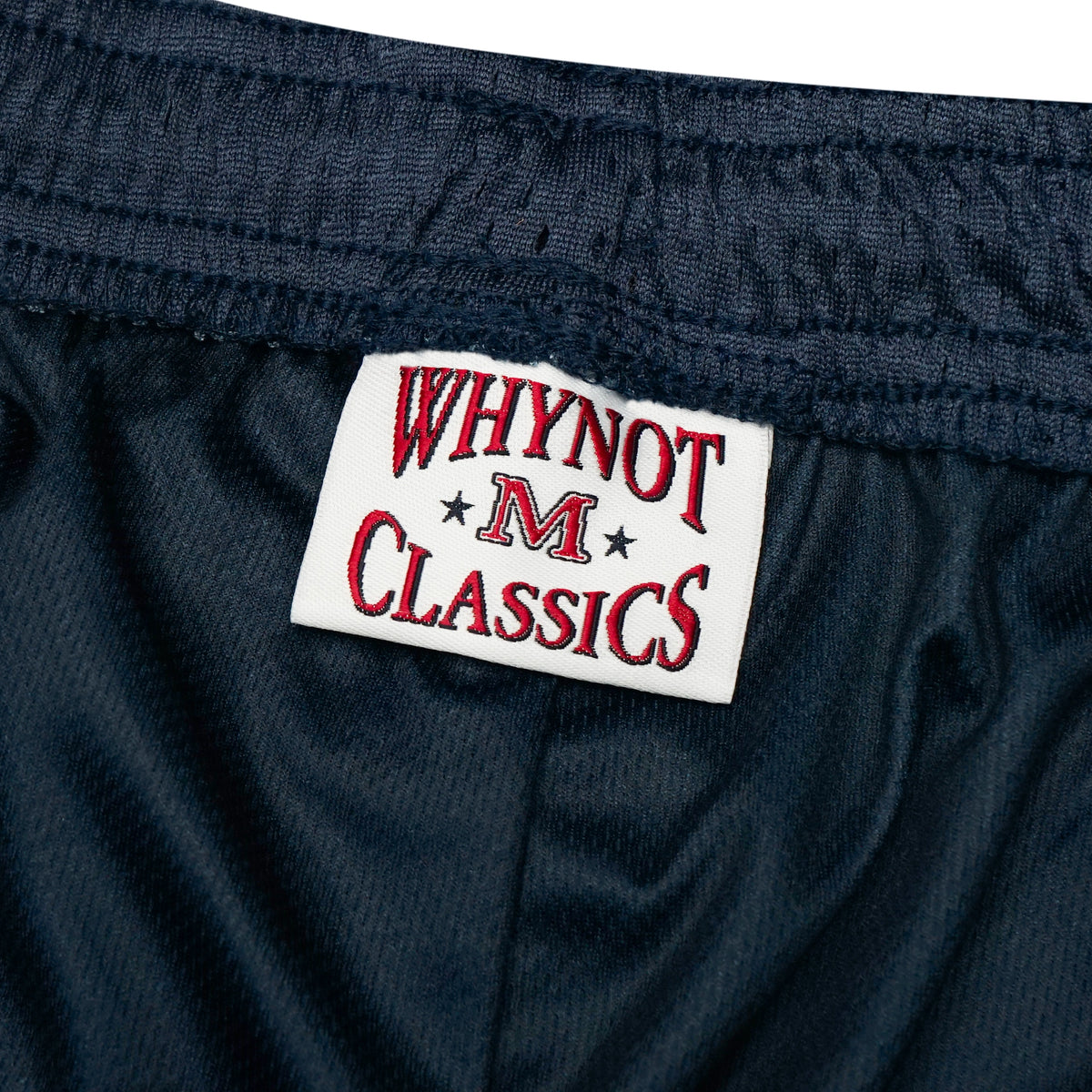Navy blue mesh stickman shorts label detail - Tell Them Why Not 