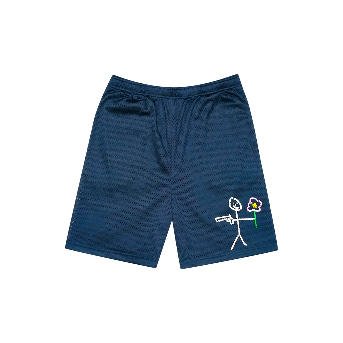 Navy blue mesh stickman shorts front view - Tell Them Why Not 