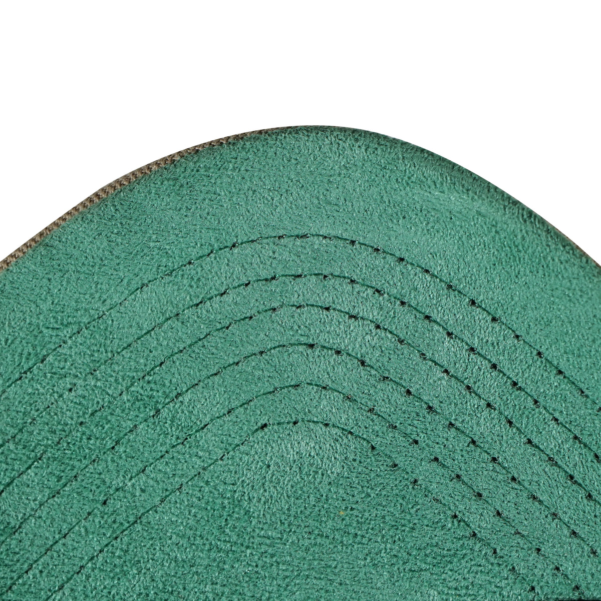 Camel snapback cap green velvet under visor detail - tell them why not