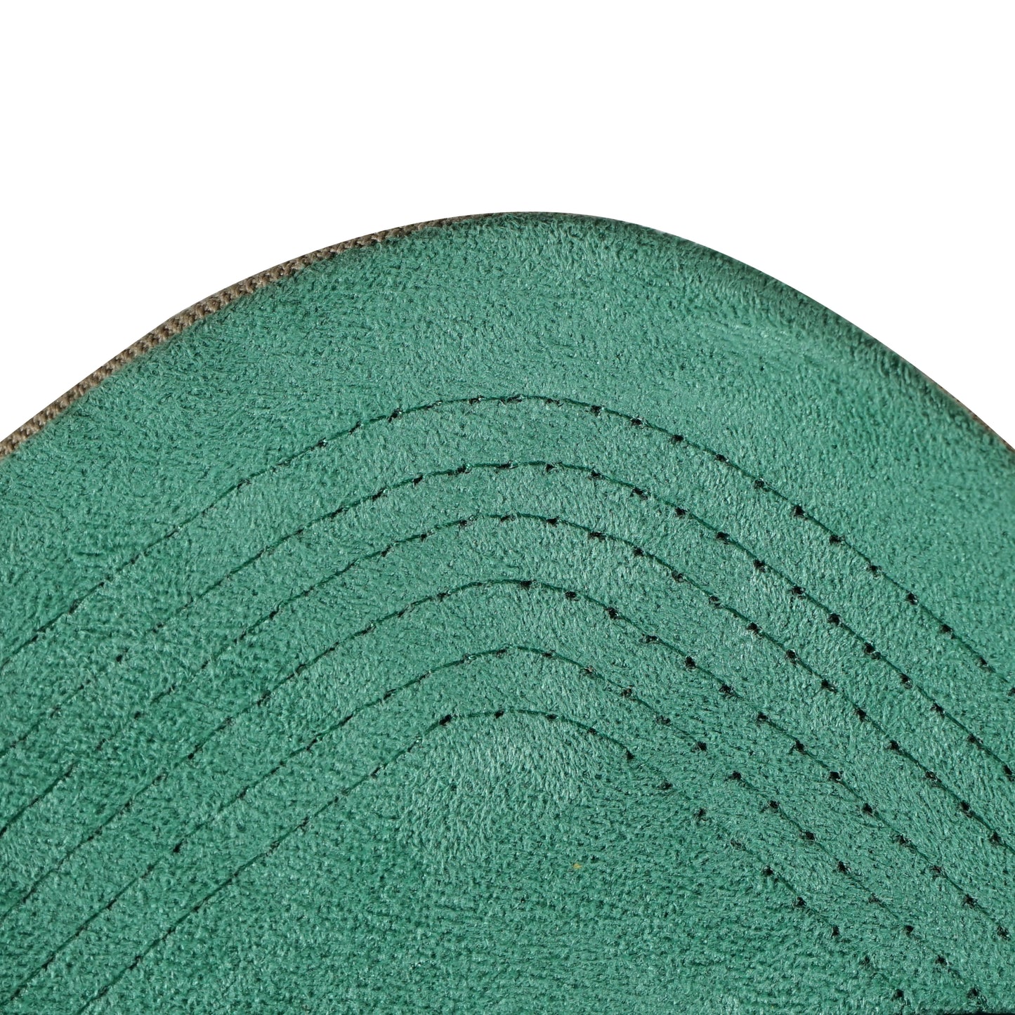 Camel snapback cap green velvet under visor detail - tell them why not