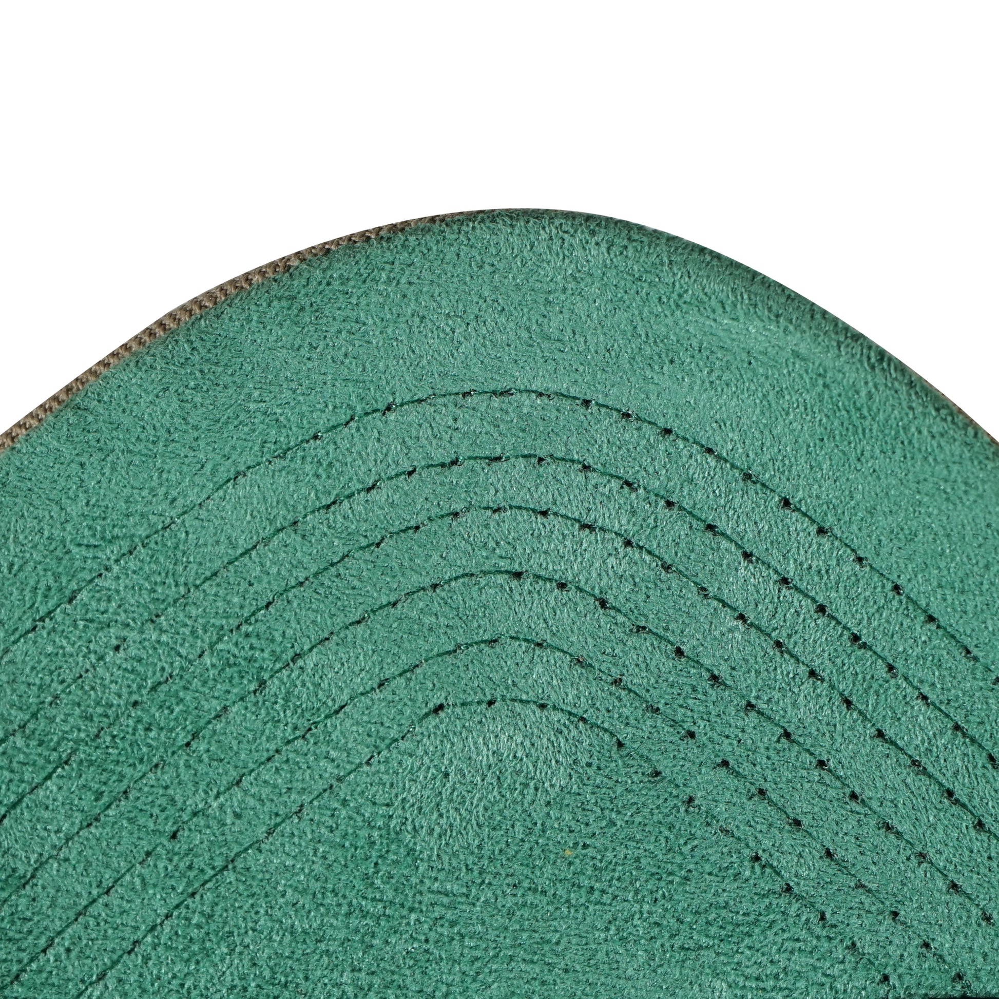 Camel snapback cap green velvet under visor detail - tell them why not