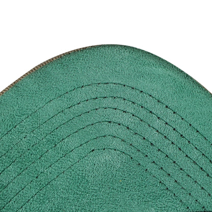 Camel snapback cap green velvet under visor detail - tell them why not