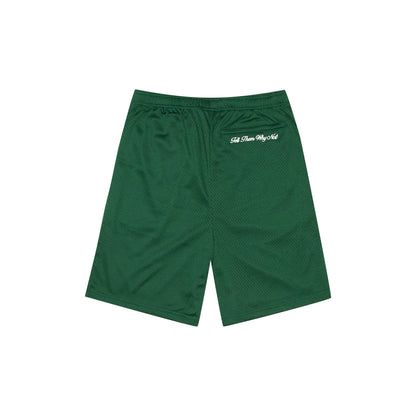 Forest green mesh stickman shorts back view - Tell Them Why Not 