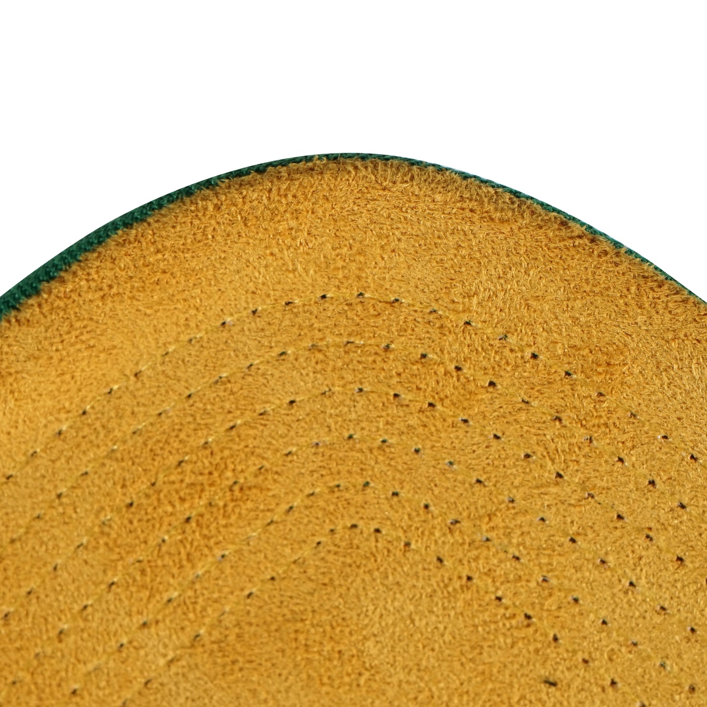 Green snapback cap yellow velvet under visor detail - tell them why not