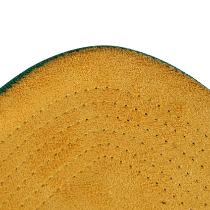 Green snapback cap yellow velvet under visor detail - tell them why not