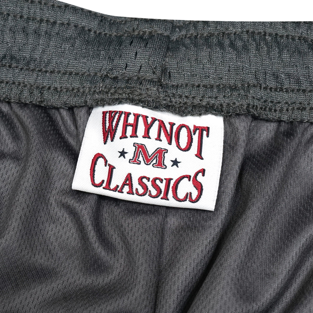 Anthracite grey mesh stickman shorts label detail - Tell Them Why Not