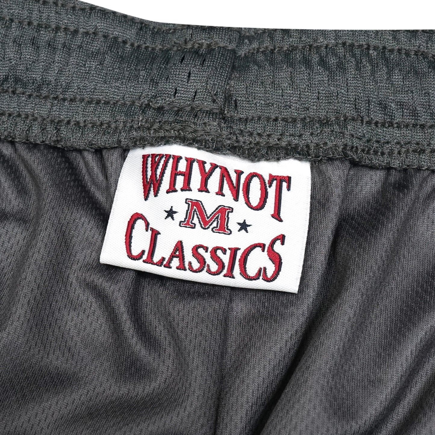 Anthracite grey mesh stickman shorts label detail - Tell Them Why Not