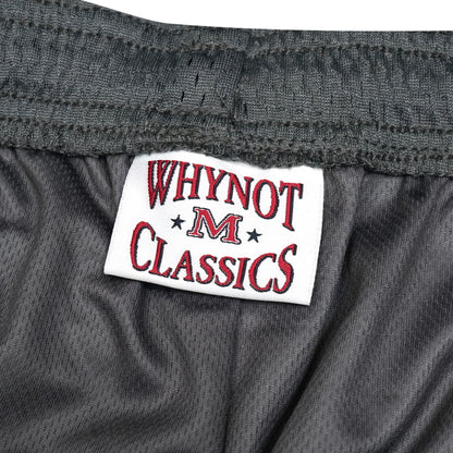 Anthracite grey mesh stickman shorts label detail - Tell Them Why Not
