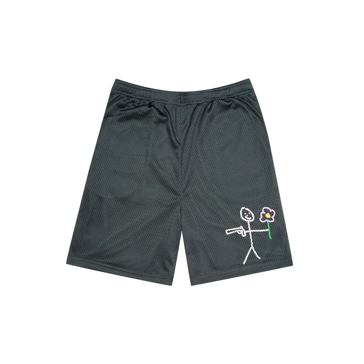 Anthracite grey mesh stickman shorts front view - Tell Them Why Not 