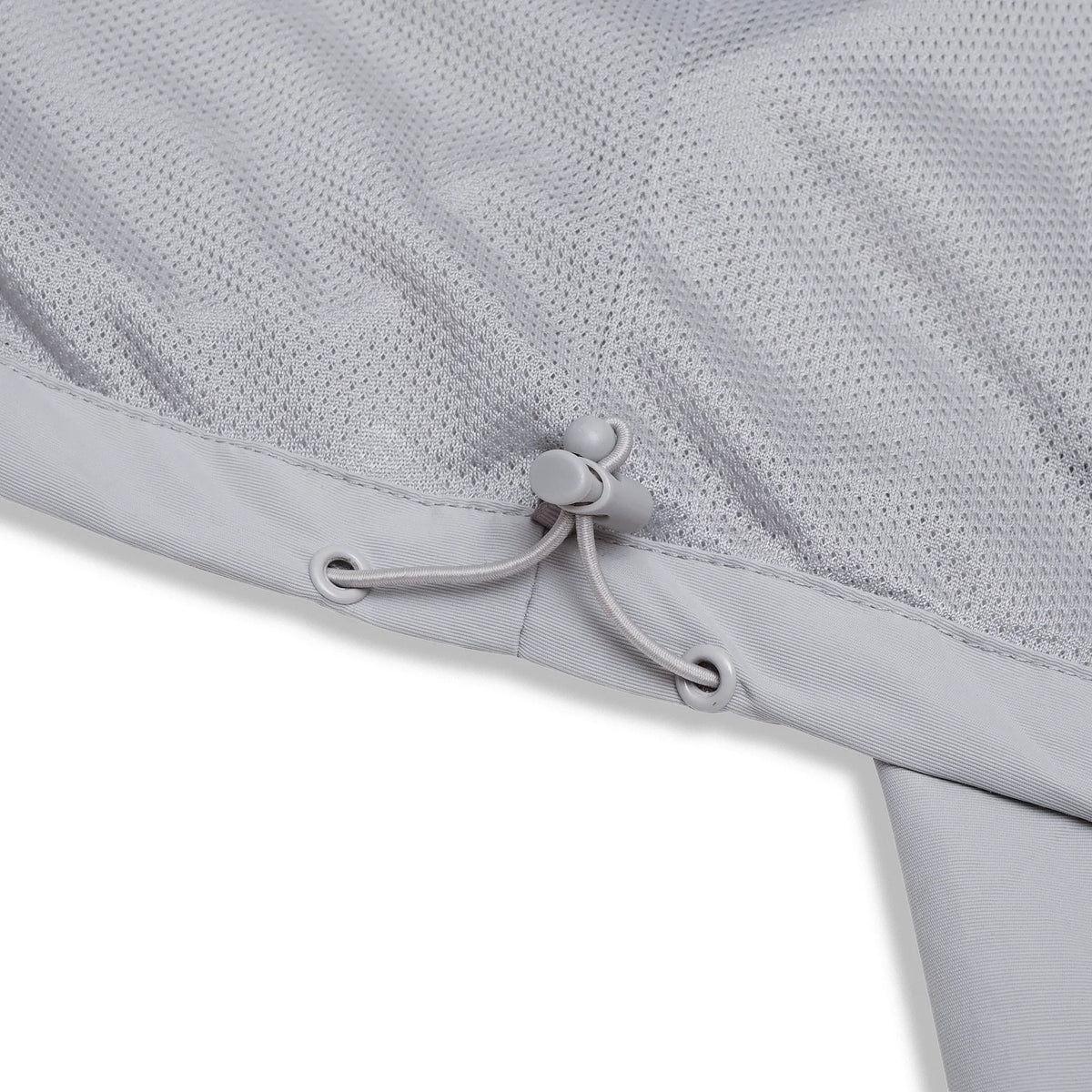 Grey nylon jacket Whynot Series drawstring detail bottom - tell them why not 