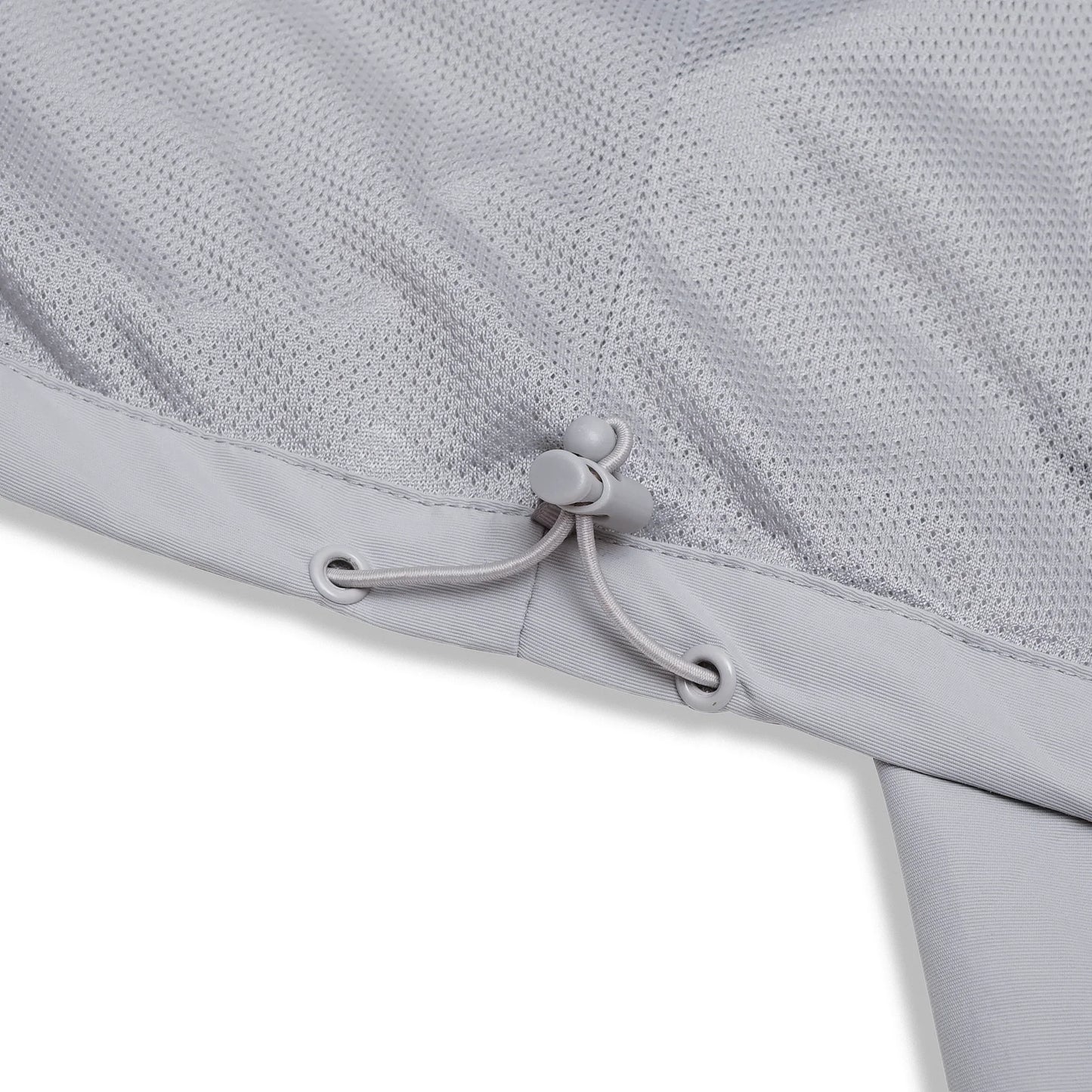 Grey nylon jacket Whynot Series drawstring detail bottom - tell them why not 