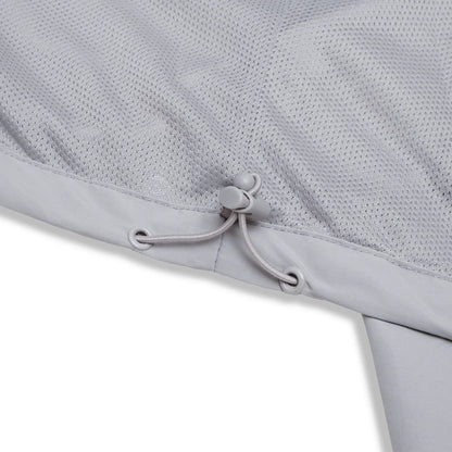 Grey nylon jacket Whynot Series drawstring detail bottom - tell them why not 