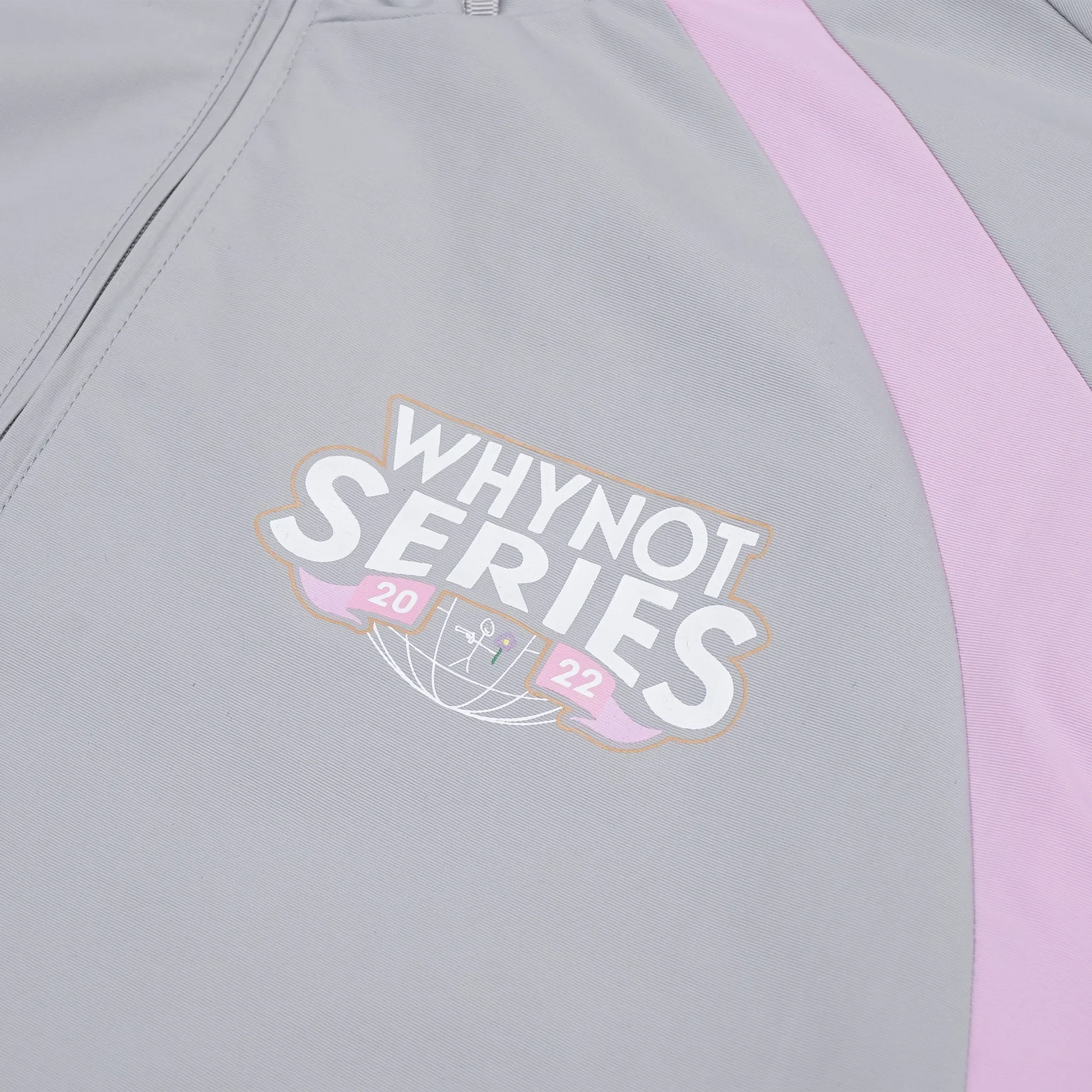 Grey nylon jacket Whynot Series front detail - tell them why not