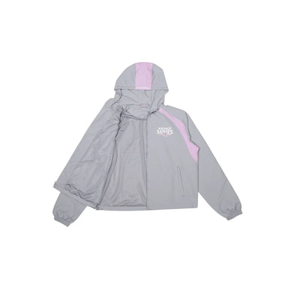 Grey nylon jacket Whynot Series open front view - tell them why not