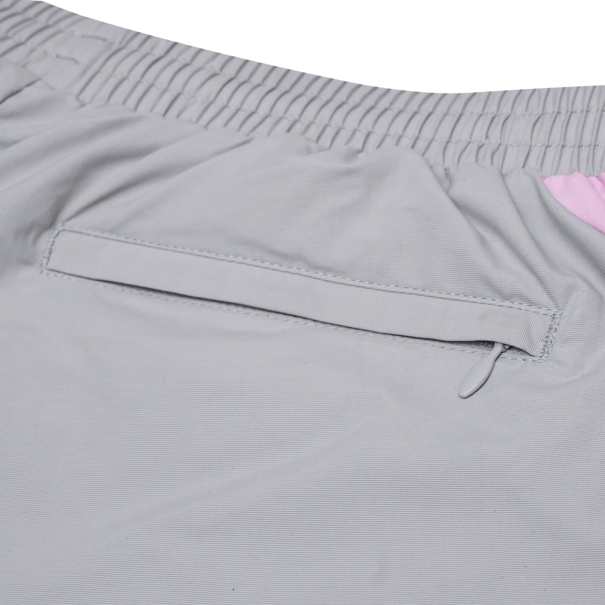 Grey nylon pants Whynot Series back pocket detail - tell them why not