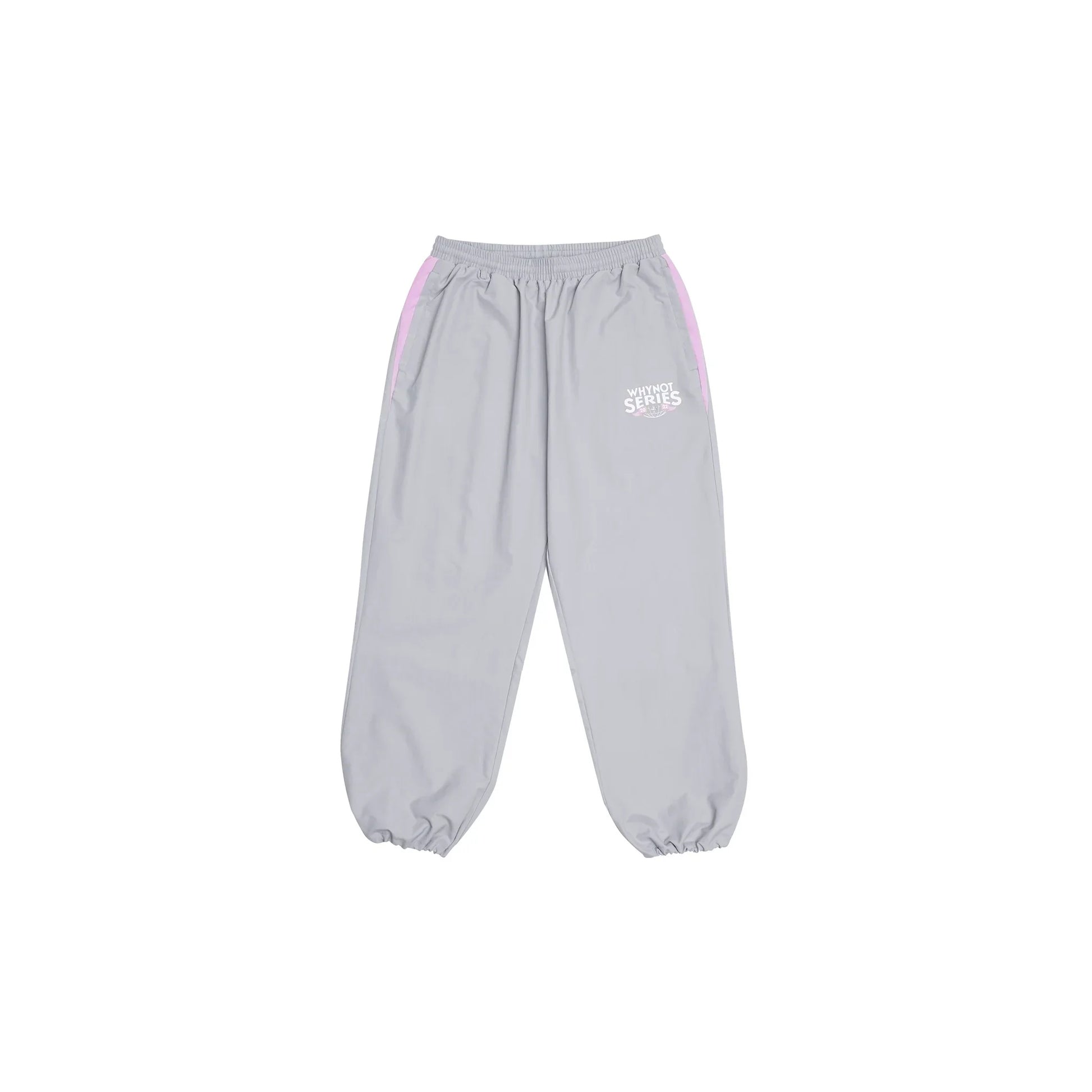 Grey nylon pants Whynot Series front cinched view - tell them why not