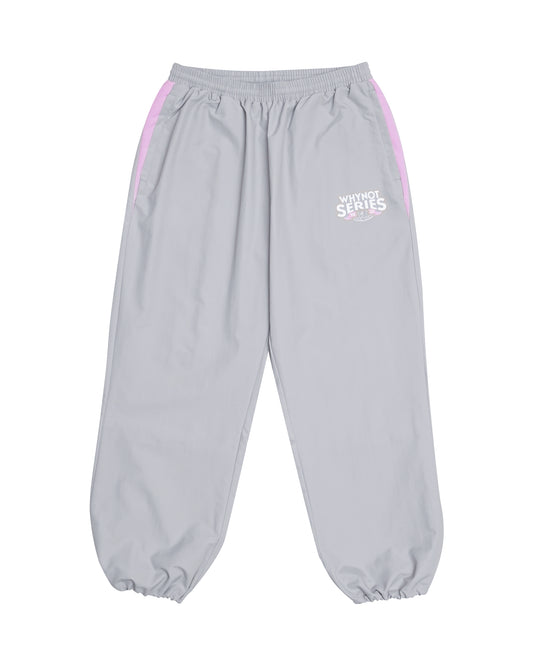 Grey nylon pants Whynot Series front cinched view - tell them why not