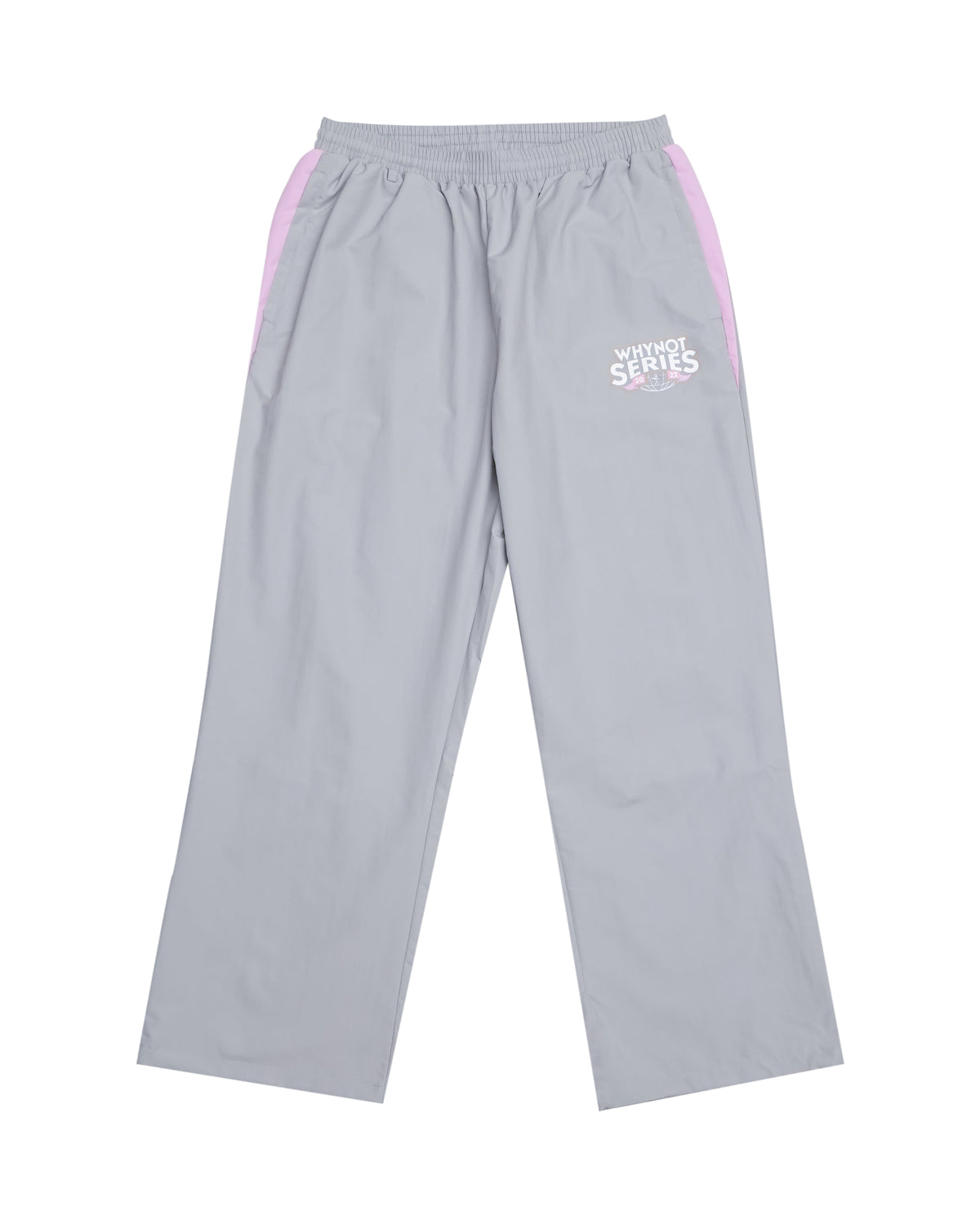 Grey nylon pants Whynot Series front view - tell them why not