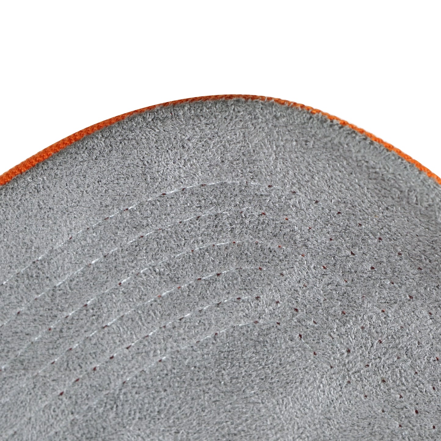 Orange snapback cap grey velvet under visor detail - tell them why not