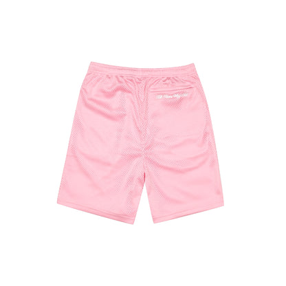 Pink mesh stickman shorts back view - Tell Them Why Not 