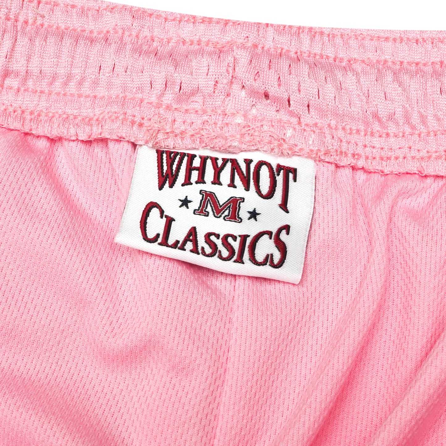 Pink mesh stickman shorts label detail - Tell Them Why Not 