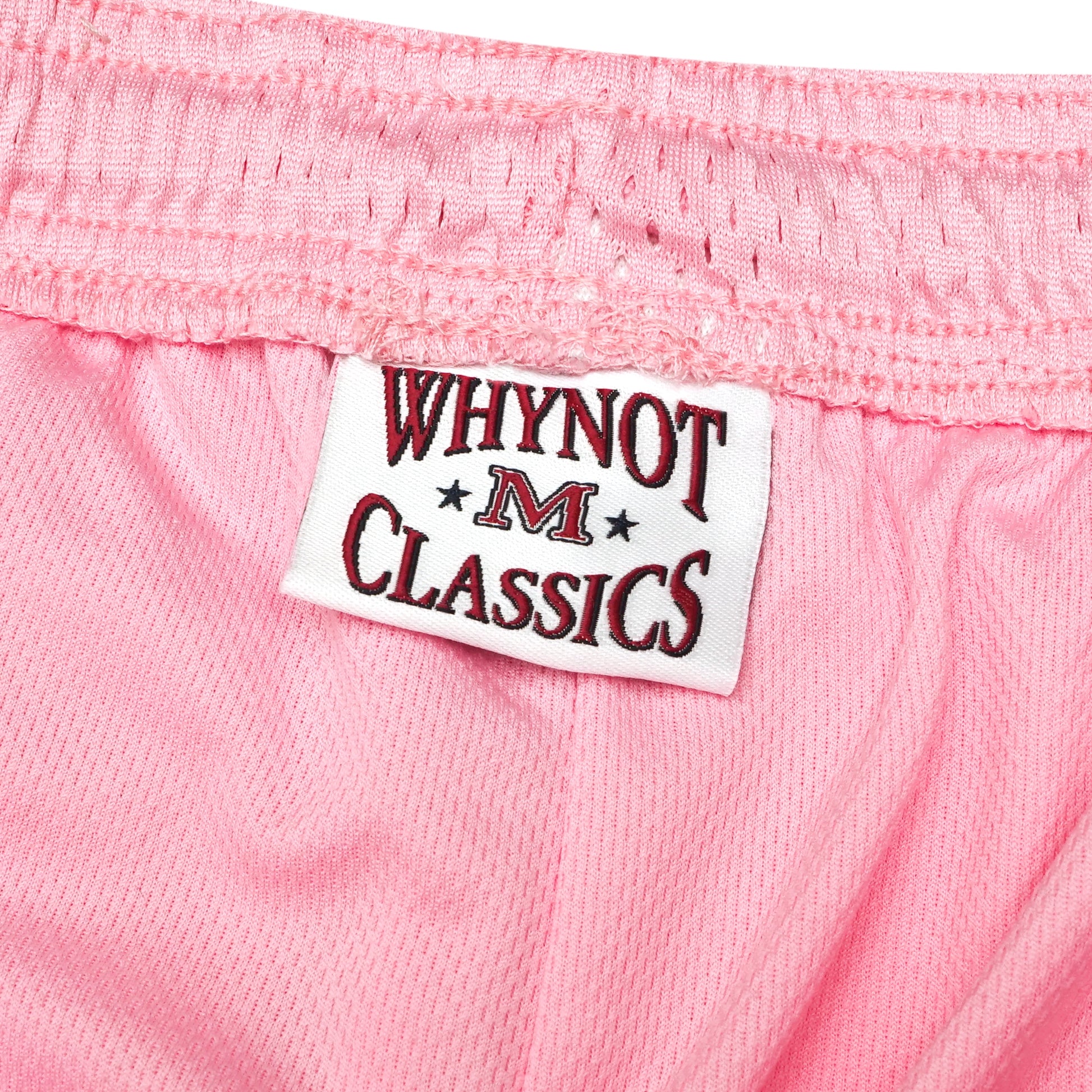 Pink mesh stickman shorts label detail - Tell Them Why Not 