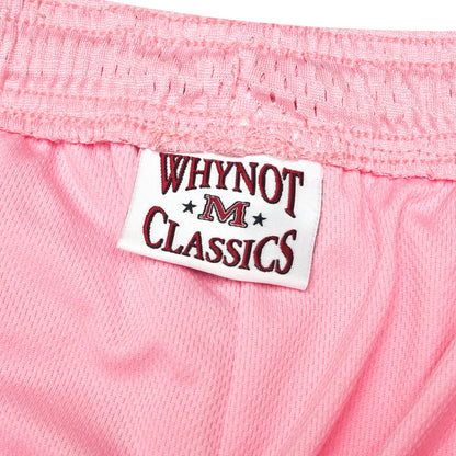 Pink mesh stickman shorts label detail - Tell Them Why Not 