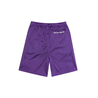 Purple mesh stickman shorts back view - Tell Them Why Not 