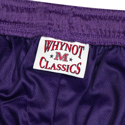 Why Not Purple mesh stickman shorts label detail - Tell Them Why Not 