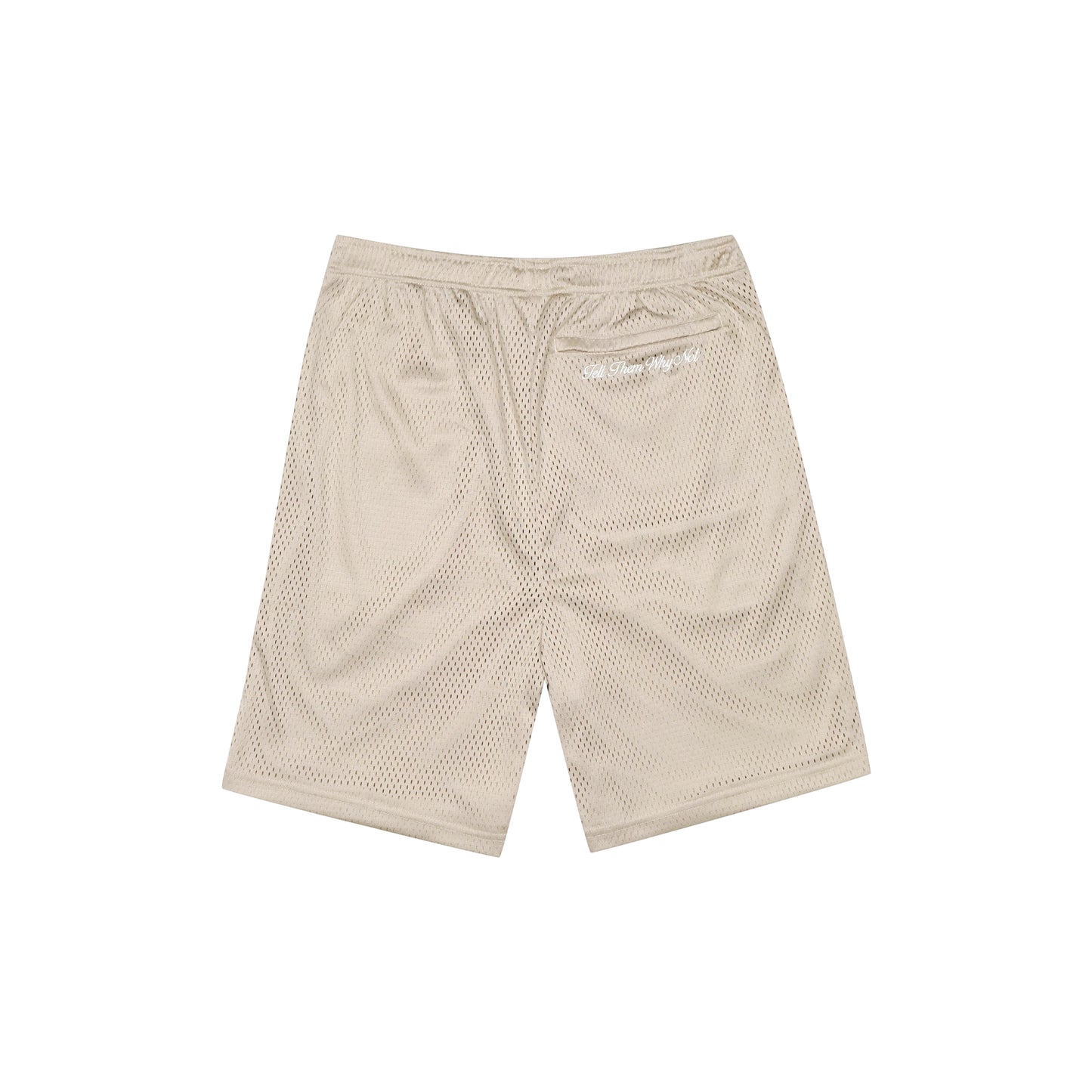 sand mesh stickman shorts back view - Tell Them Why Not 