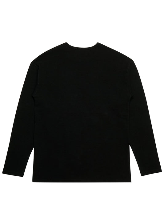 Waffle knit stickman long sleeve shirt back view - Tell Them Why Not