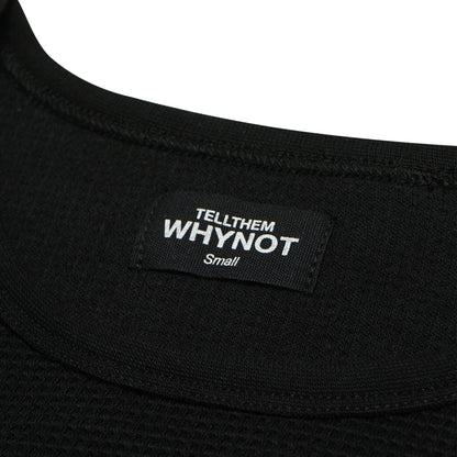 Waffle knit stickman long sleeve shirt front view with label detail - Tell Them Why Not