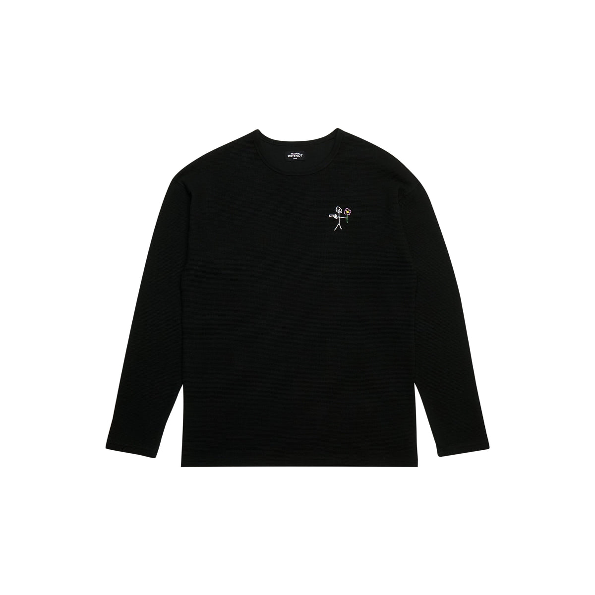 Waffle knit stickman long sleeve shirt front view - Tell Them Why Not
