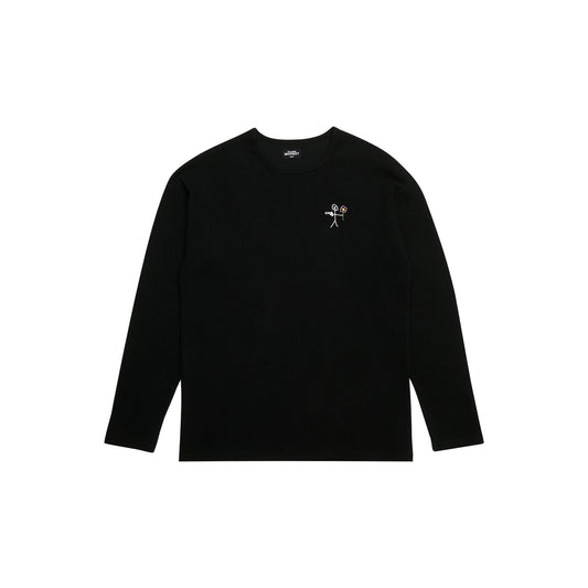 Waffle knit stickman long sleeve shirt front view - Tell Them Why Not