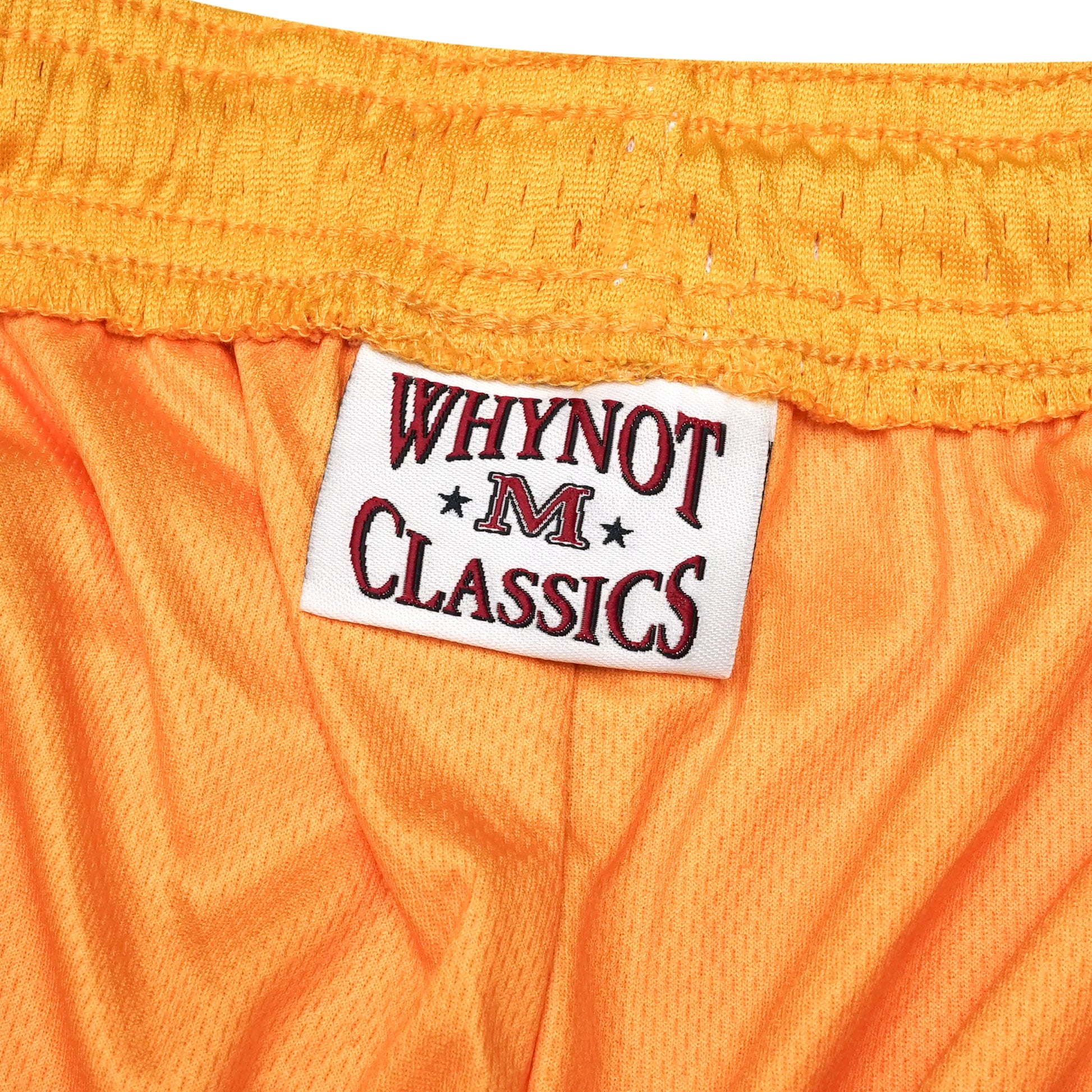 Why Not Yellow mesh stickman shorts label detail - Tell Them Why Not 